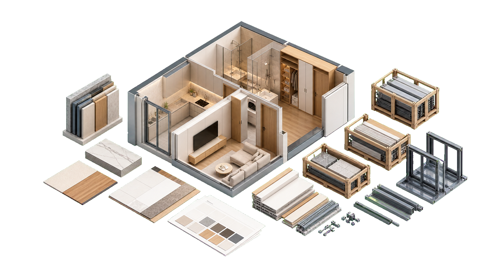 Isometric supply control package with project materials