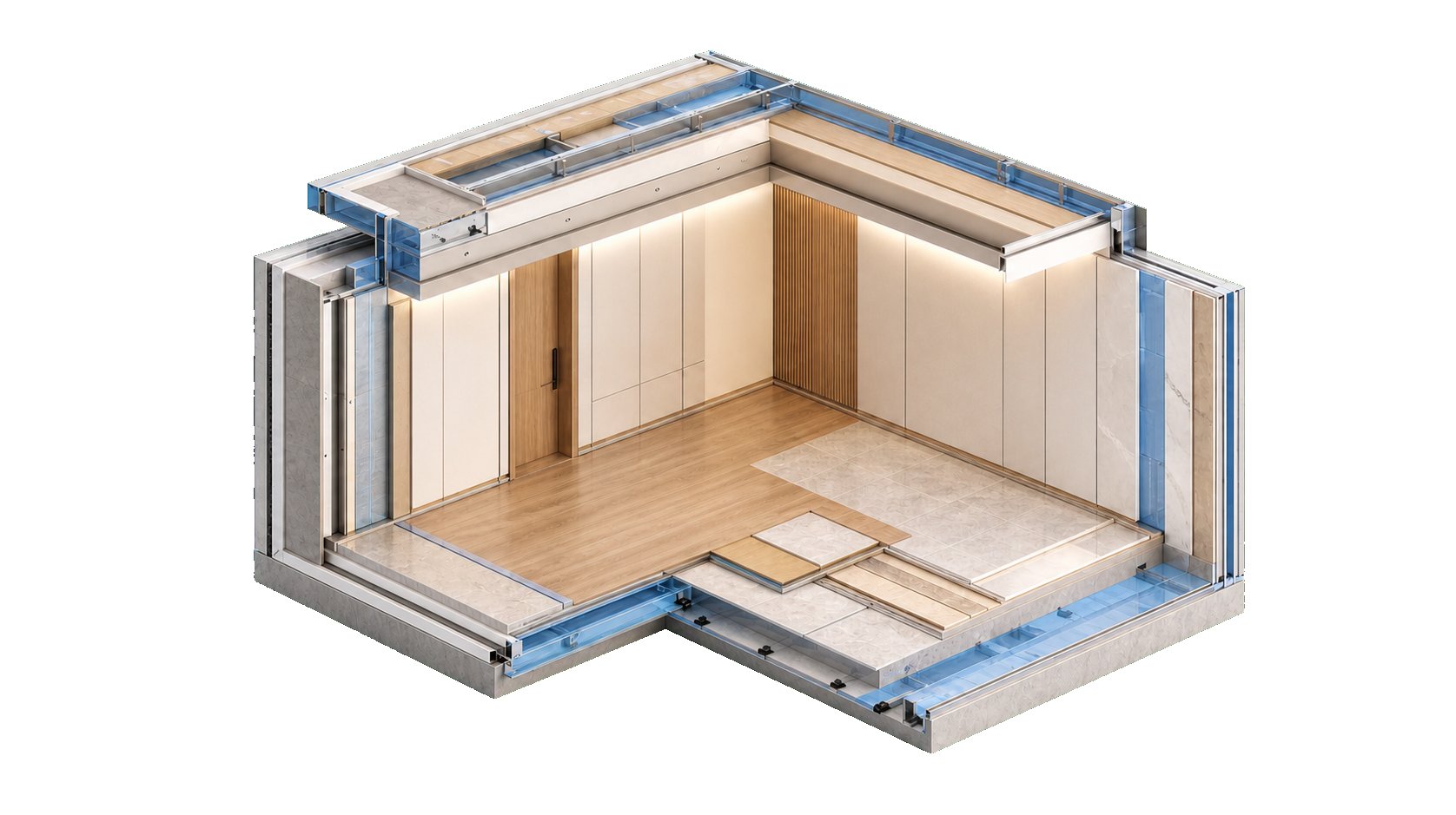 Isometric surface chassis material system